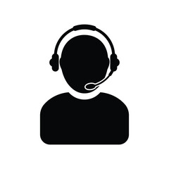 Customer support/customer service agent with headset or account manager flat vector icon for apps and websites