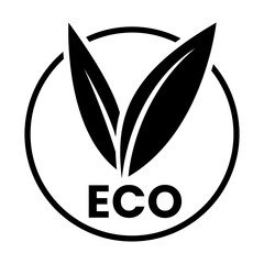 Black Eco Friendly Icon with V Shaped Leaves 6