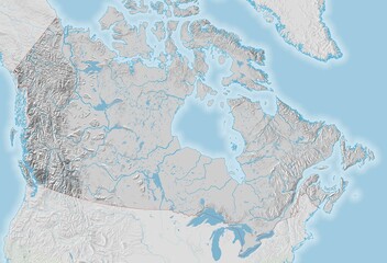 Topographic map of Canada