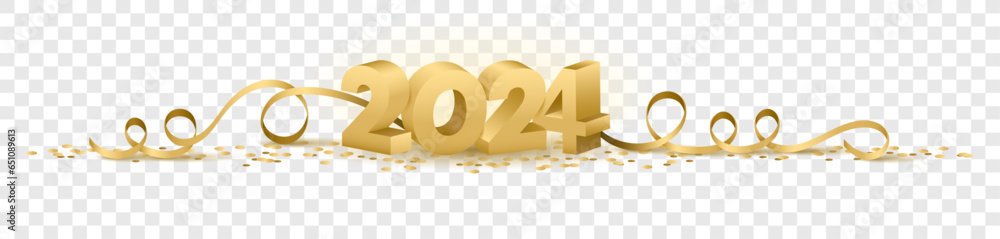 Wall mural 2024 happy new year vector symbol transparent background isolated