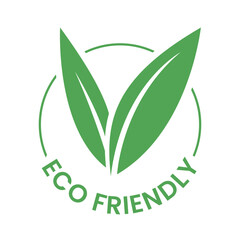 Green Eco Friendly Icon with V Shaped Leaves 3