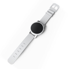 white smart watch mockup with transparent background and transparent natural shadow