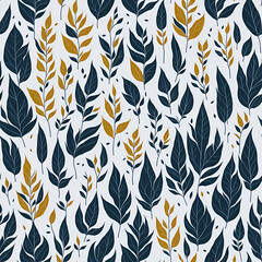 leaves on white background, seamless pattern, Generative AI
