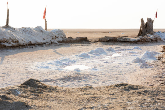 Dried salt lake in a Tunisian desert Chott el Jerid