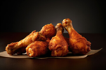 Fried chicken Drumstick with Kethcup, Generative AI