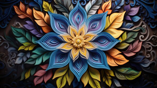 mandala flower background and 3D tumbler wrap