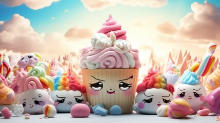 Naklejka premium cute ice cream background
