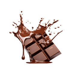 chocolate bar and splash isolated on transparent background Remove png, Clipping Path