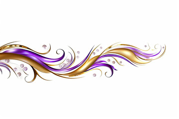 Gold and purple border with purple flowers, Generative AI
