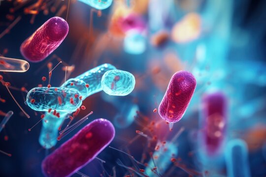 Extreme close up zoom a bacteria macro photography. Generative AI.