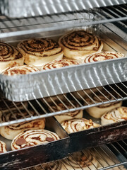Uncooked cinnamon roll buns