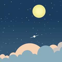 glowing beautiful bright starry night sky vector illustration