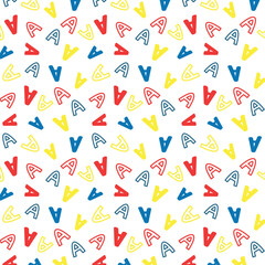 colorful letter A alphabet seamless pattern vector illustration