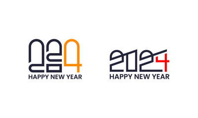 2024 new year typography logo design template for your calendar, banner, flyer and poster. Happy new year