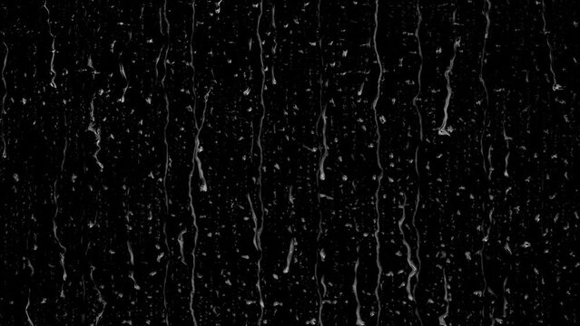 Animated Raindrops on Window with Black Background, Seamless Loop, High quality 4K Animation, Loopable Rain Overlay