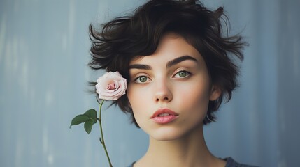 Naklejka premium girl with flower.