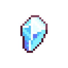 Fototapeta premium Retro 90s Pixel Art Crystal. Blue Brilliant Icon. Vintage Arcade and Video Game Treasure Mineral Design for Web, App and Y2K Fantasy Concepts. 8 and 16 bit Symbol Assets.