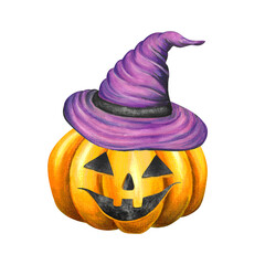 watercolor illustration with pumpkins for Halloween celebration