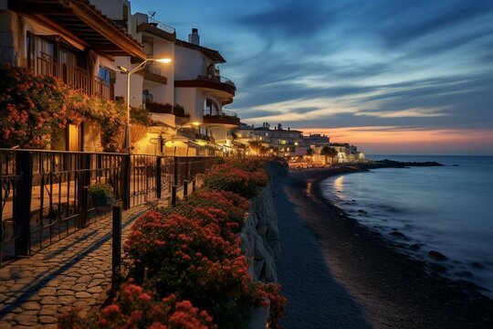 Scenic city Roquetas de Mar in Andalusia, Spain. Generative AI