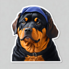 Sticker set of different dog cartoon cute Rottweiler Vermeer style octane render