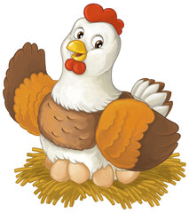 Cartoon funny bird chicken hen isolated isolated illustration for children