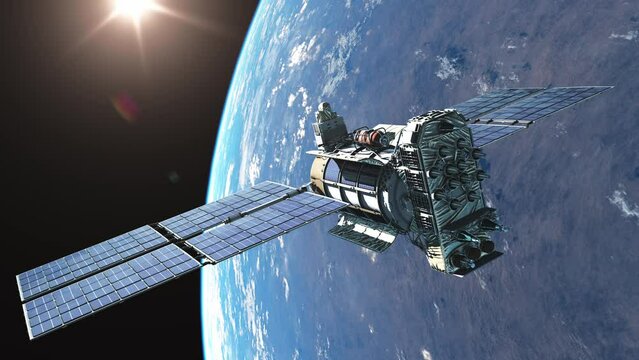 Satellite in orbir around planet earth
