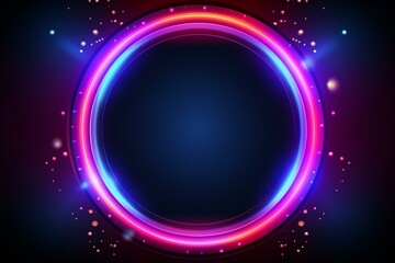 Circle frame with neon colors and abstract background. Generative AI