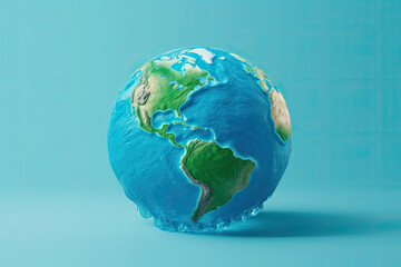 Fototapeta premium A globe with Hidden message Save the Water, Generative AI