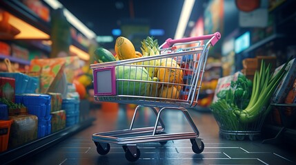 grocery basket with vegetables. healthly food. - obrazy, fototapety, plakaty