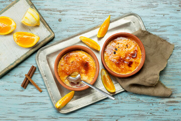 Delicious Crema Catalana with crispy caramel crust.
