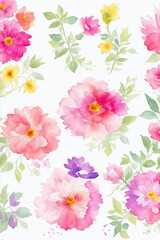 background flowers vector, watercolor clipart digital graphics design