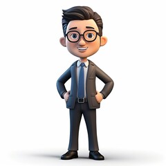 Detailed 3D Cartoon of a Businessman: A Lifelike Digital Creation of Corporate Professional