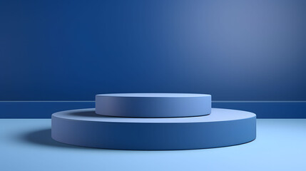 blue podium product and blue background
