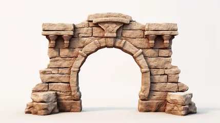 Foto op Aluminium Stone arch gate, white background. Modified Generative Ai image. © 용성 김