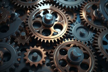 Progress depicted by gears. Generative AI