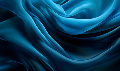 the image of some blue mesh work against a black background, in the style of wavy resin sheets, photobashing, photorealistic still life, shiny/glossy, flowing fabrics