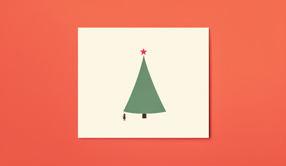 Minimalist christmas card. Free space for text. AI generated
