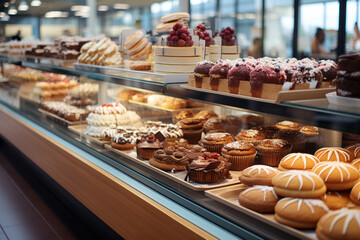 Fototapeta Confectionery department of baking in a supermarket obraz