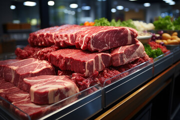 Butcher department in a supermarket