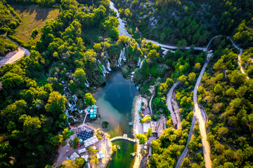Aerial view of Kravica Waterfalls - Vodopad Kravica, Bosnia and Herzegovina