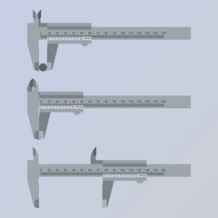 Steel caliper measuring tool. Vector illustration