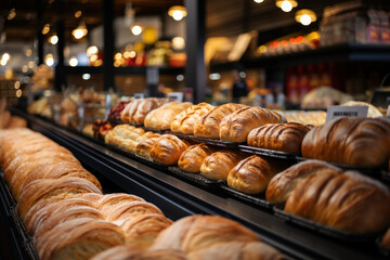 Bakery department of bread in a supermarket