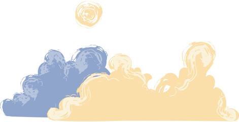 Vector illustration. Clouds, hard brush.