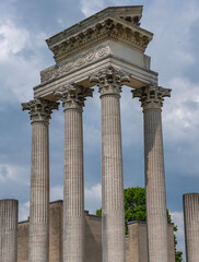 Fototapeta na wymiar Archeological park in Xanten Germany architecture pillars against the blue sky