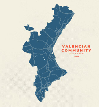 Valencian Community map vector poster flyer