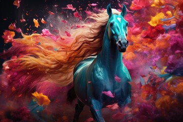Fairy horse and color burst wallpaper