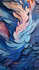 Abstract Blue Feather Wallart Mockup, Generative AI