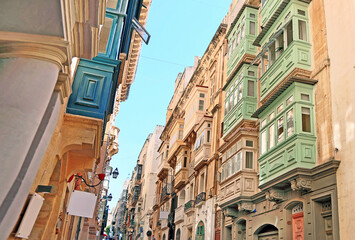 traditional old buildings at Valletta city Malta 