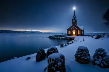 church on the lake - Powered by Adobe