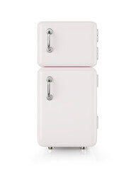 3d render cartoon sweet embrace refrigerator with metal handles isolated on a white background